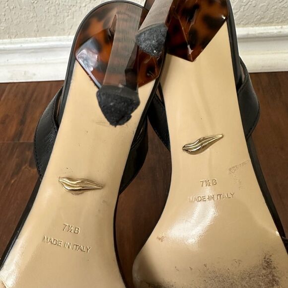 DIANE VON FURSTENBERG Vera Simple Strap Leather Heels Black Calf Leather - Picture 10 of 11